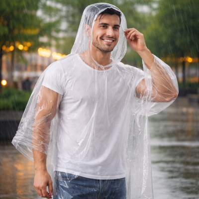 Capa de Chuva Reutilizável Unissex Transparente