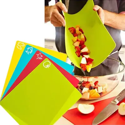 Kit 4 Tábuas de Corte Flexível Aves Carne Peixe Legumes