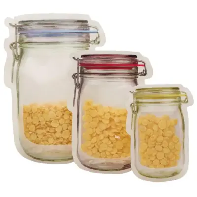Saco Zip Lock Reutilizável Hermético Para Alimentos e Mantimentos – C/ 3