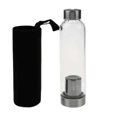 Squeeze Garrafa De Vidro Infusor Inox Neoprene 550ml