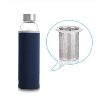 Squeeze Garrafa De Vidro Infusor Inox Neoprene 550ml