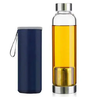 Squeeze Garrafa De Vidro Infusor Inox Neoprene 550ml