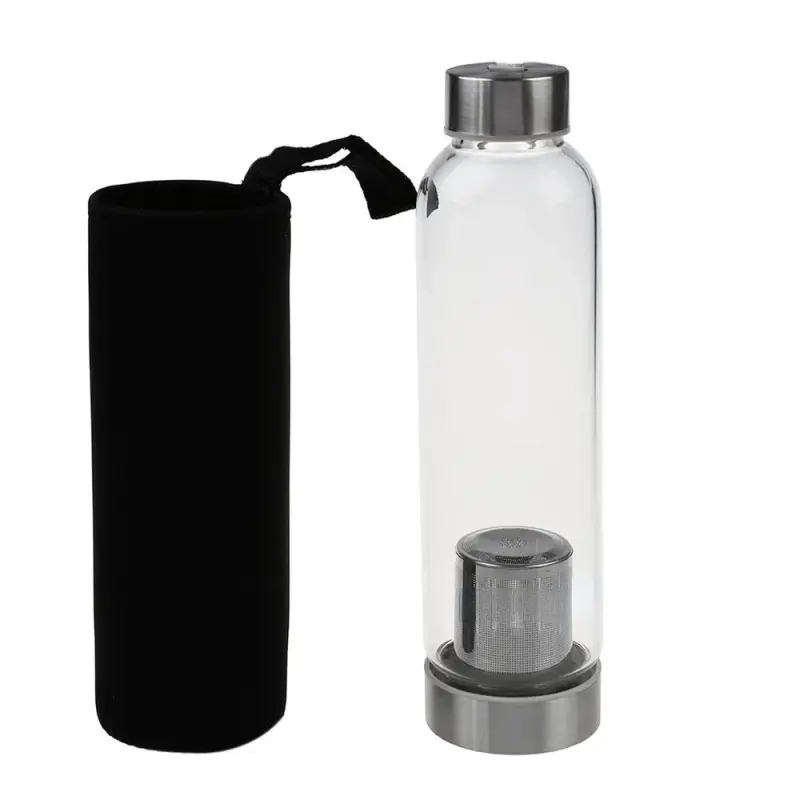 Squeeze Garrafa De Vidro Infusor Inox Neoprene 550ml