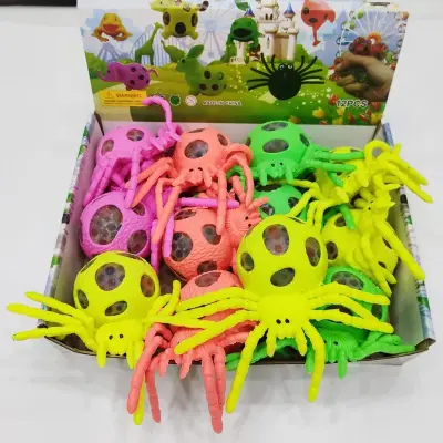 Squishy Aranha Colorida Silicone e Orbeez em Gel