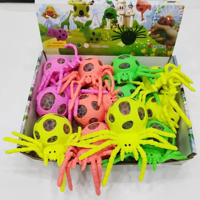 Squishy Aranha Colorida Silicone e Orbeez em Gel