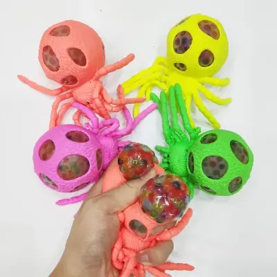 Squishy Aranha Colorida Silicone e Orbeez em Gel
