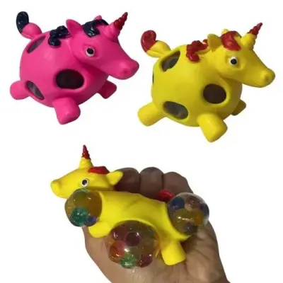 Squishy Unicórnio Colorido Silicone e Orbeez em Gel