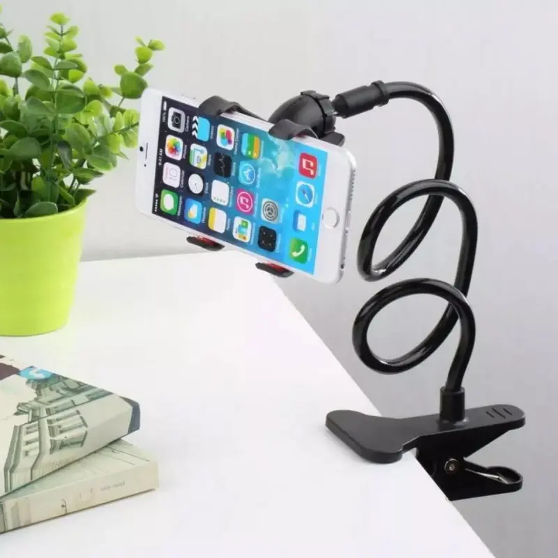 Suporte Comprido Flexível de Celular com Prendedor Articulado para Cama e Mesa