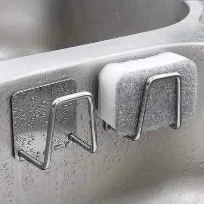 Suporte De Esponja Aço Inox Gancho Adesivo Cozinha Banheiro E Lavanderia