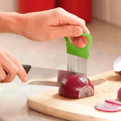 Suporte Fatiador Cortador Garfo Para Cortar Cebola e Legumes