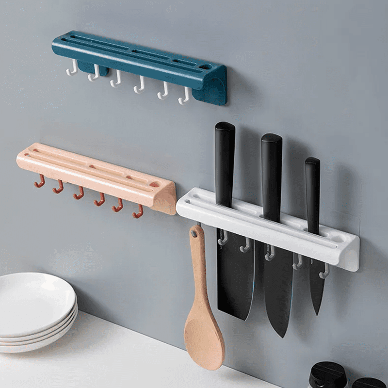 Suporte Organizador Parede Cozinha Adesivo Ganchos Facas Talheres