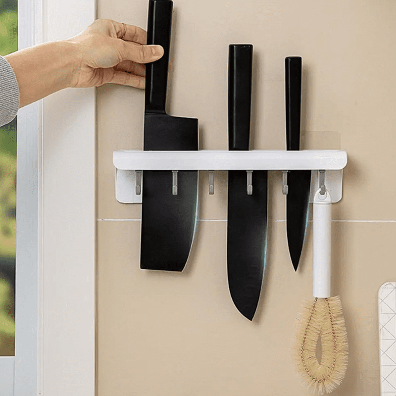 Suporte Organizador Parede Cozinha Adesivo Ganchos Facas Talheres