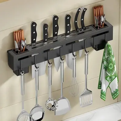 Suporte Organizador Talheres de Parede com Adesivo Em Aço Inox