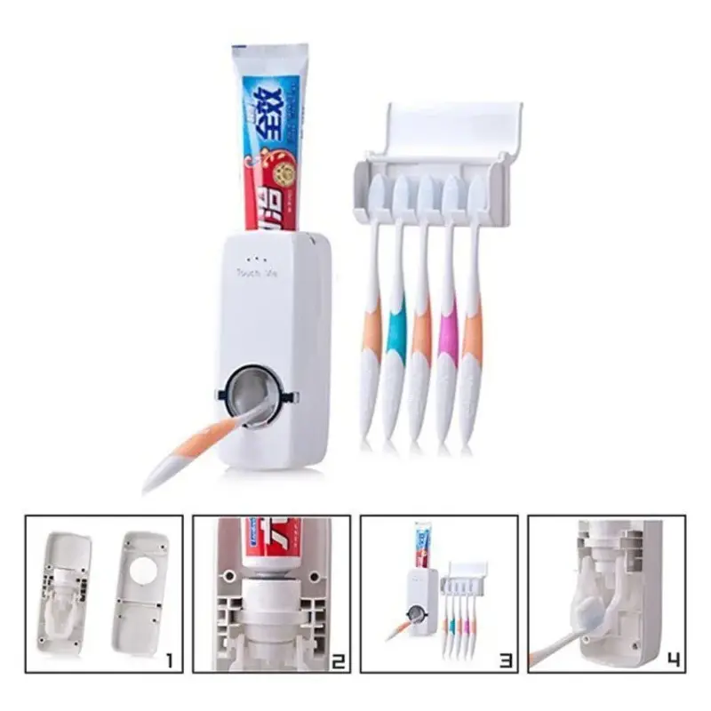 Suporte para Escova Dispenser de Pasta de Dente Automático