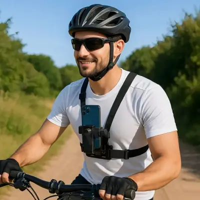 Suporte Peitoral Ajustável para Celular e GoPro – Colete para Filmagens