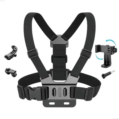 Suporte Peitoral Ajustável para Celular e GoPro – Colete para Filmagens