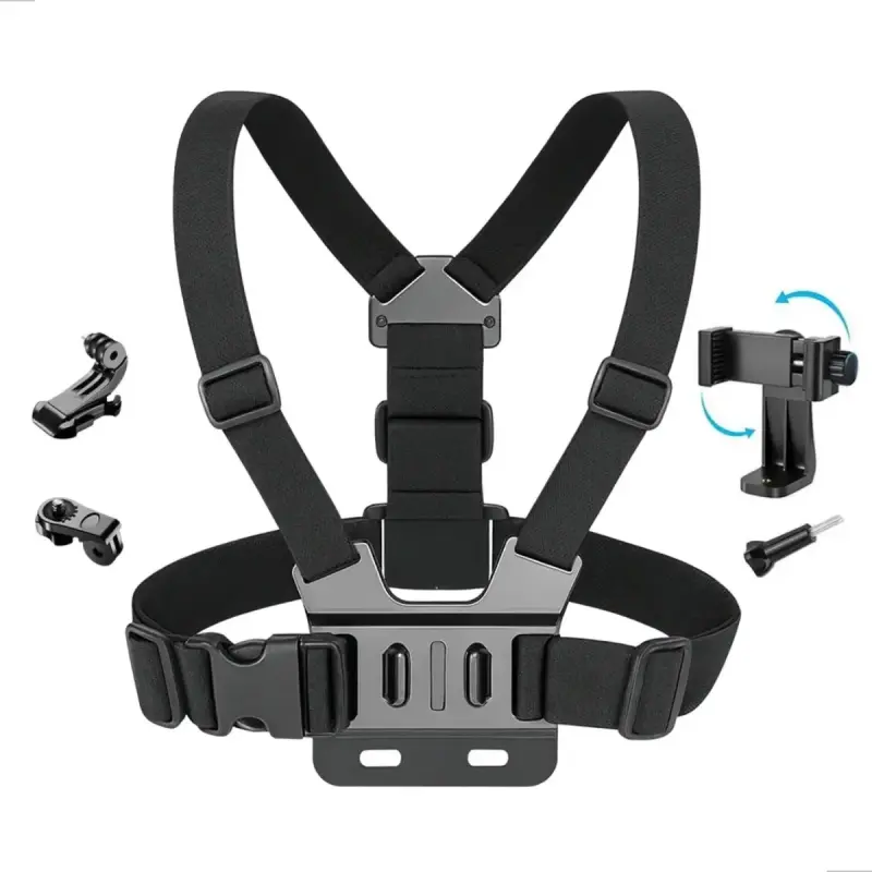 Suporte Peitoral Ajustável para Celular e GoPro – Colete para Filmagens