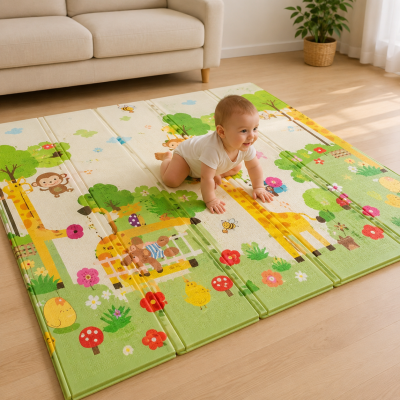 Tapete Infantil de Atividades Dobrável Dupla Face Estampa Floresta