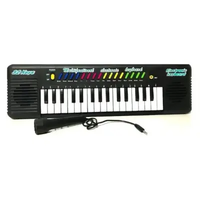 Teclado Com Microfone Karaokê Musical Infantil Preto