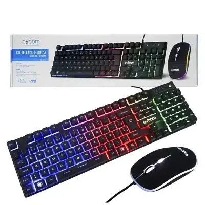 Kit Teclado e Mouse Gamer com Iluminação LED RGB USB ABNT2 – BK-G550
