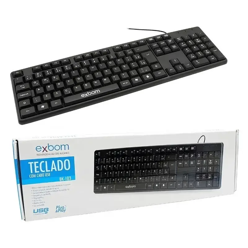 Teclado USB ABNT2 com Fio Padrão Brasileiro – BK-103