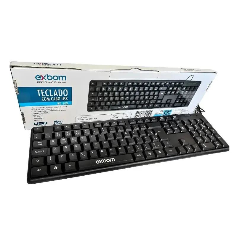 Teclado USB ABNT2 com Fio Padrão Brasileiro – BK-103