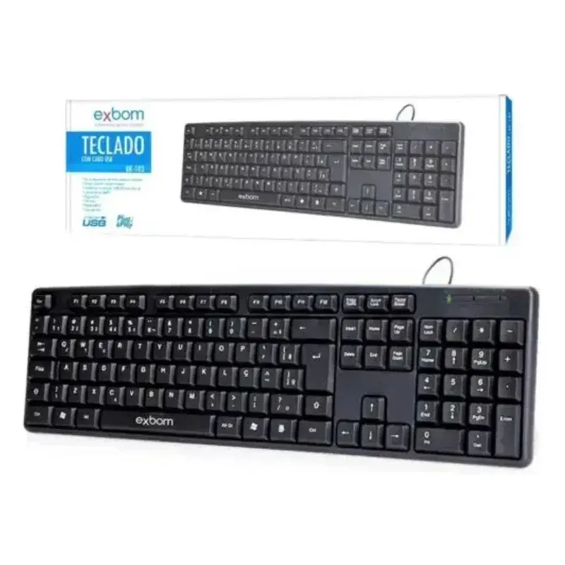 Teclado USB ABNT2 com Fio Padrão Brasileiro – BK-103
