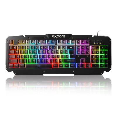 Teclado Gamer Led Com Fio Acabamento Em Metal Exbom BK-G200