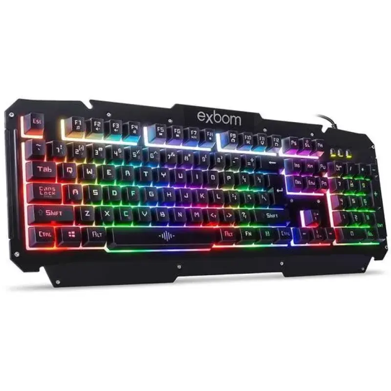 Teclado Gamer Led Com Fio Acabamento Em Metal Exbom BK-G200