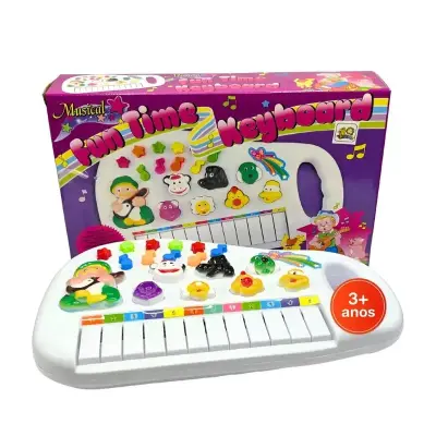 Teclado Piano Musical Infantil Fazendinha com Sons de Animais