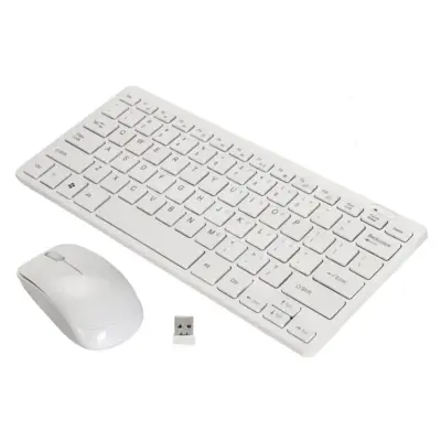 Kit Teclado e Mouse Sem Fio Branco Bluetooth Pc Notebook