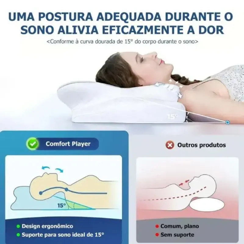 Travesseiro Cervical Ortopédico Espuma de Memória