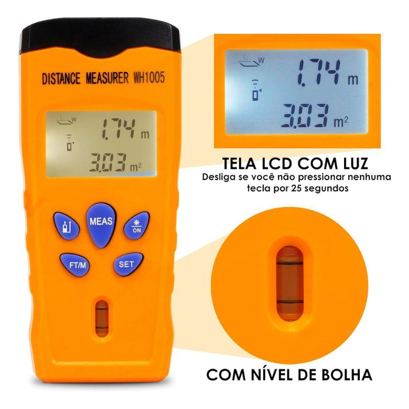 Trena Digital A Laser Com Nível Bolha 18M