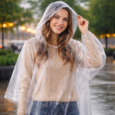 Capa de Chuva Reutilizável Unissex Transparente