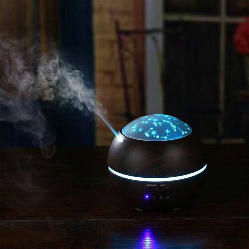 Umidificador Aromatizador Ambientes Luminária Madeira Estrela e Lua