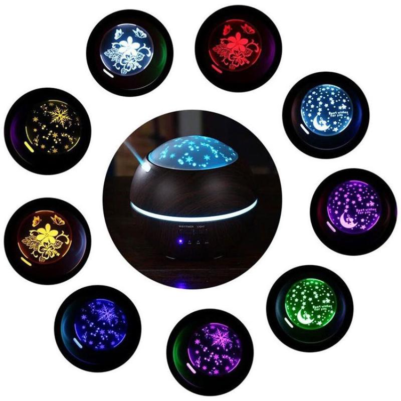 Umidificador Aromatizador Ambientes Luminária Madeira Estrela e Lua