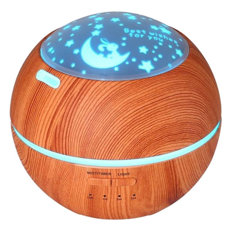Umidificador Aromatizador Ambientes Luminária Madeira Estrela e Lua