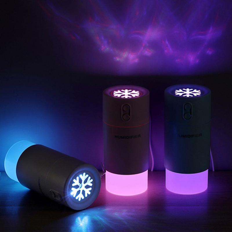 Umidificador com Luminária e Ventilador Portátil Snowflake
