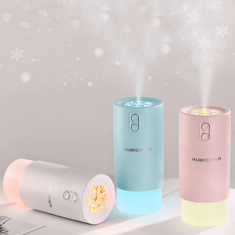 Umidificador com Luminária e Ventilador Portátil Snowflake