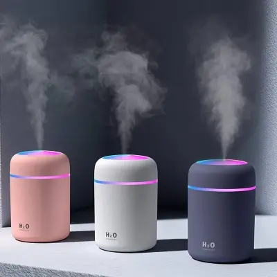 Umidificador De Ar Portátil USB Com Luz Led Colorido 300ML