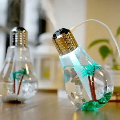 Umidificador e Aromatizador de Ar Luminária em Formato de Lampada