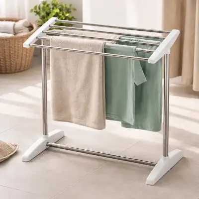 Varal de Chão Dobrável Inox Portátil Compacto