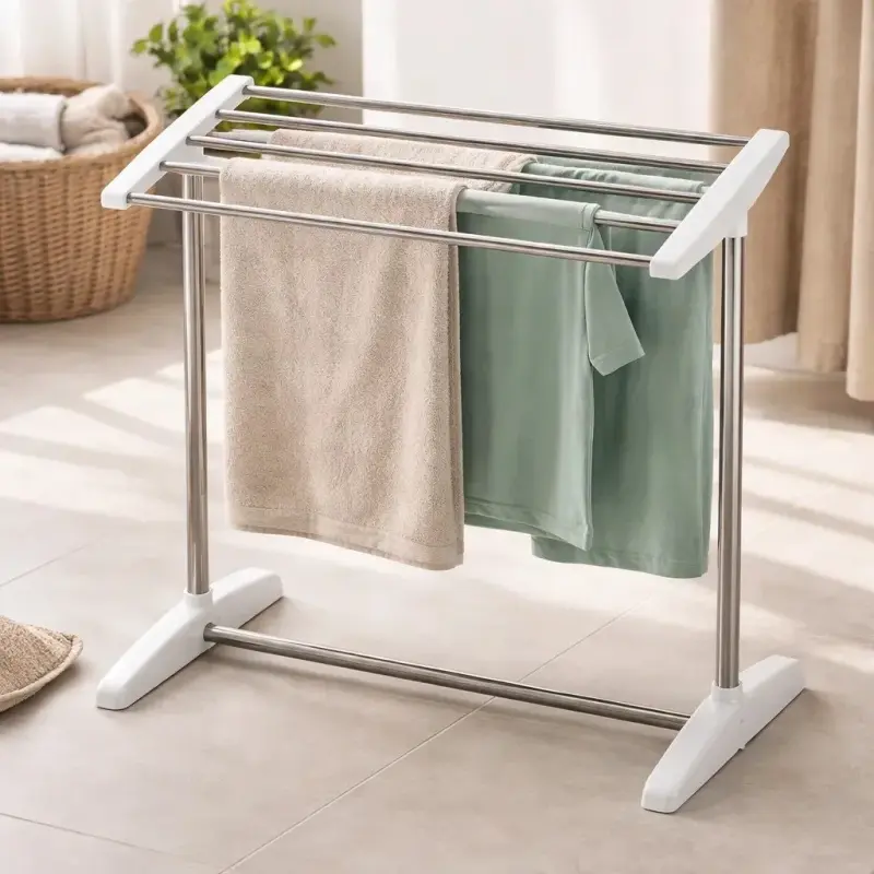 Varal de Chão Dobrável Inox Portátil Compacto
