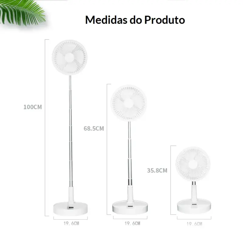 Ventilador Portátil Dobrável Telescópico 7200mah Retrátil Sem Fio