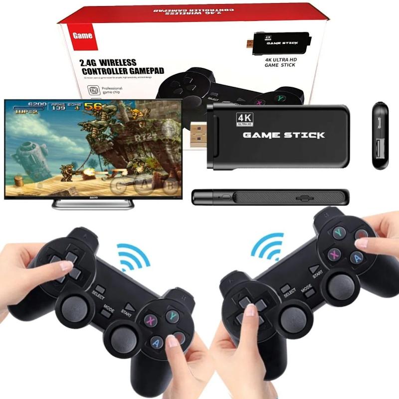 Video Game Stick 4K com 2 Controles Sem Fio e 3.000 Jogos Retrô