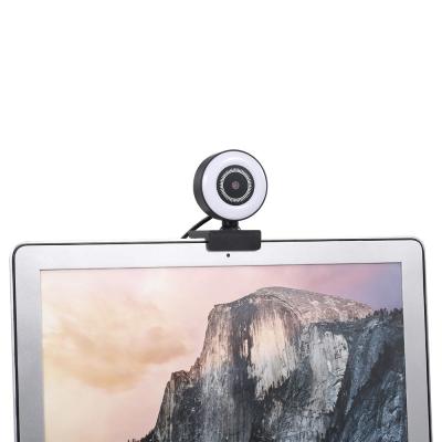 Webcam 1080p Hd com Microfone Auto Foco 360º Anel de Luz Led
