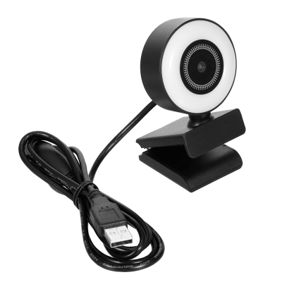Webcam 1080p Hd com Microfone Auto Foco 360º Anel de Luz Led