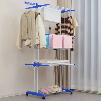 Varal de Roupas 3 Andares Dobrável Portátil Vertical de Chão
