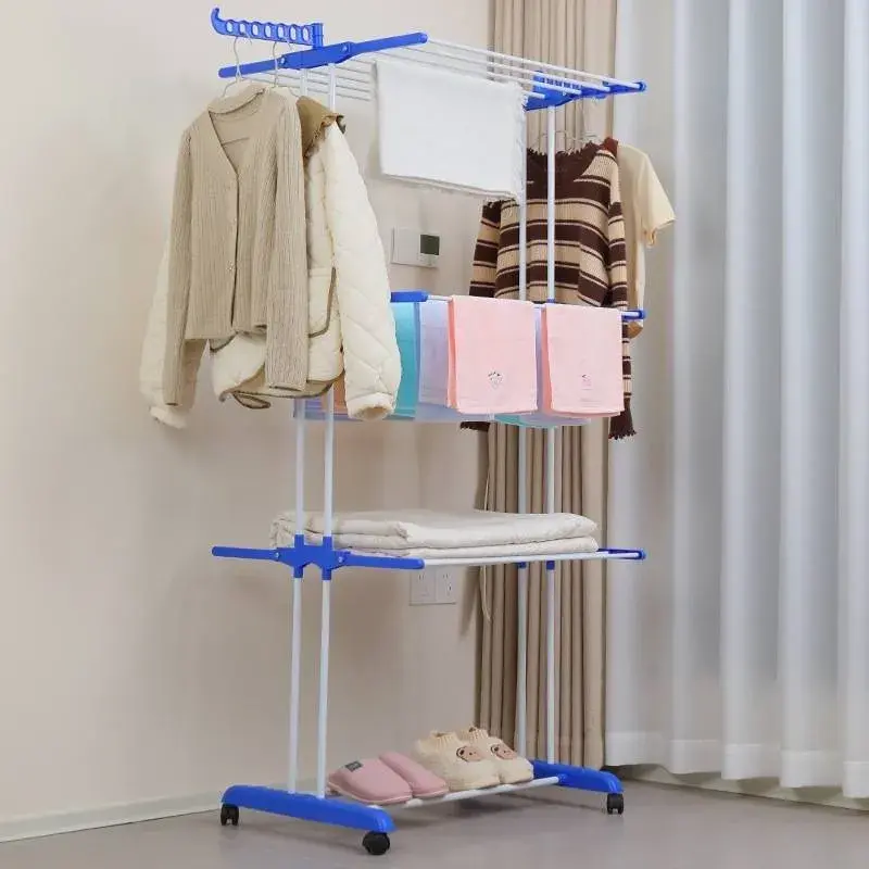 Varal de Roupas 3 Andares Dobrável Portátil Vertical de Chão