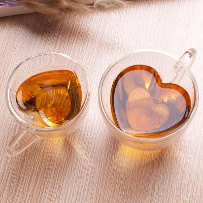 Xicaras de Café ou Chá Formato Coração Vidro Parede Dupla – C/ 2 Pçs